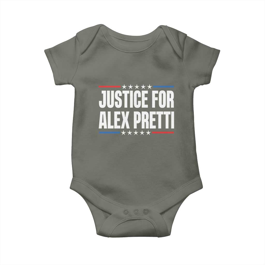 Justice for Alex Pretti Patriotic Baby Onesie Minneapolis Jan 24 2026 Memorial Tribute TS02 Military Green Print Your Wear