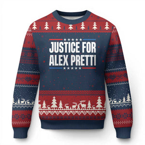 Justice for Alex Pretti Patriotic Ugly Christmas Sweater Minneapolis Jan 24 2026 Memorial Tribute TS02 Navy Red Print Your Wear
