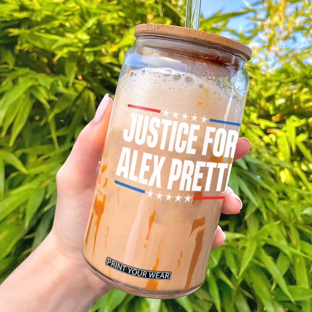 Justice for Alex Pretti Patriotic Glass Can Minneapolis Jan 24 2026 Memorial Tribute TS02 Black Print Your Wear