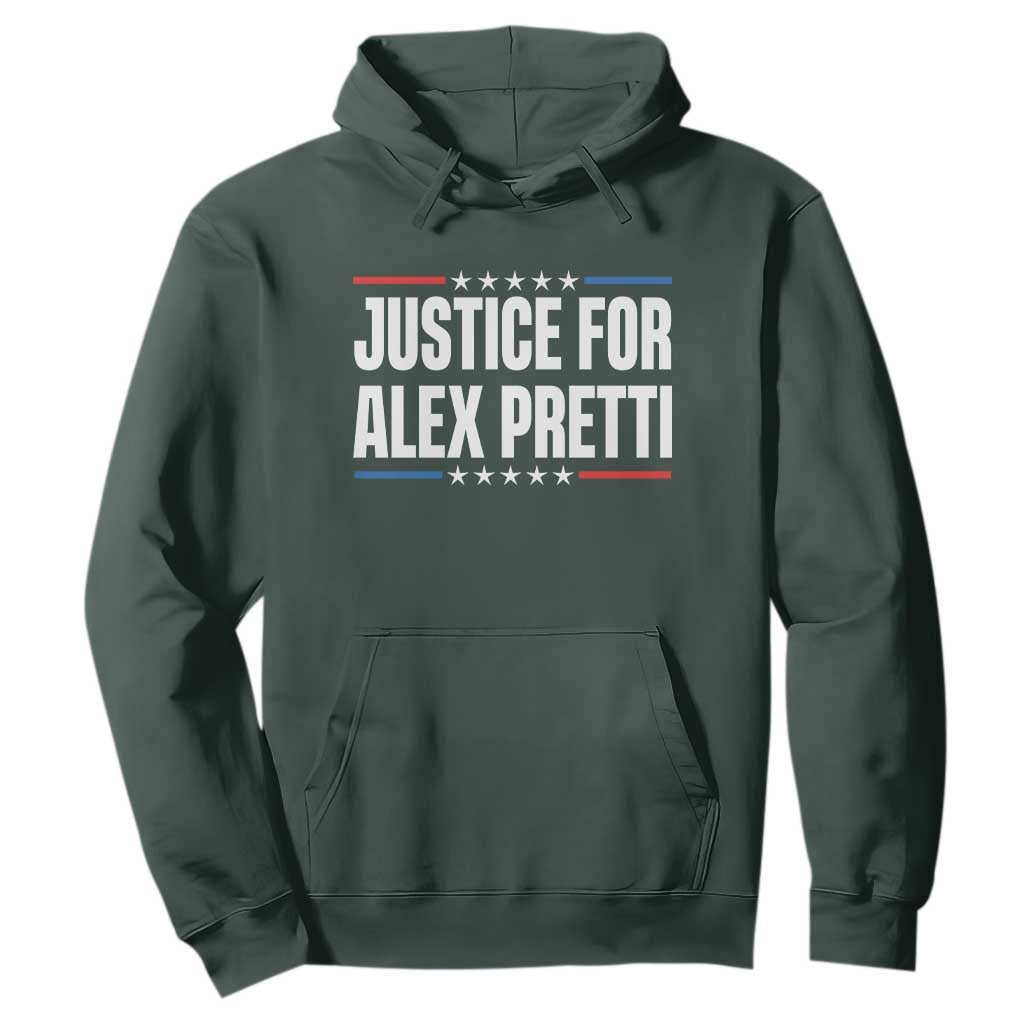 Justice for Alex Pretti Patriotic Hoodie Minneapolis Jan 24 2026 Memorial Tribute TS02 Dark Forest Green Print Your Wear