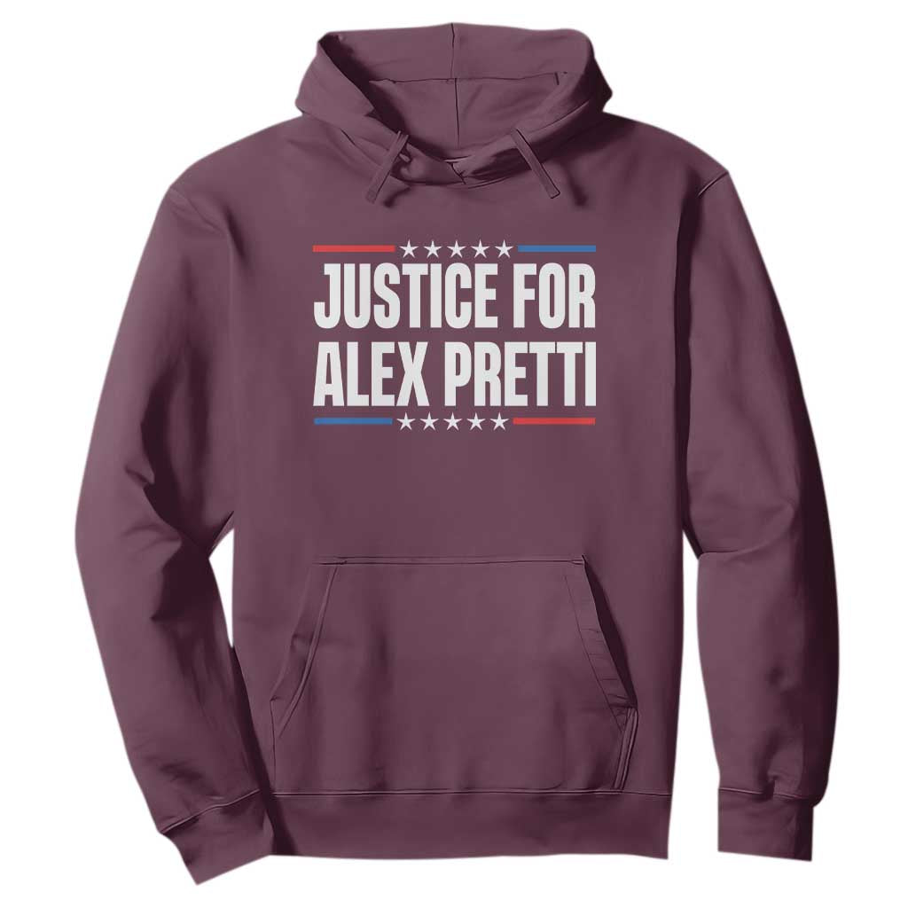 Justice for Alex Pretti Patriotic Hoodie Minneapolis Jan 24 2026 Memorial Tribute TS02 Maroon Print Your Wear