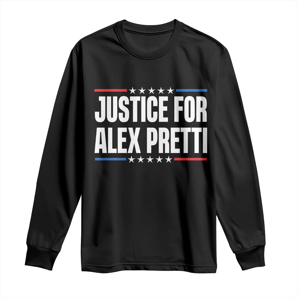 Justice for Alex Pretti Patriotic Long Sleeve Shirt Minneapolis Jan 24 2026 Memorial Tribute TS02 Black Print Your Wear