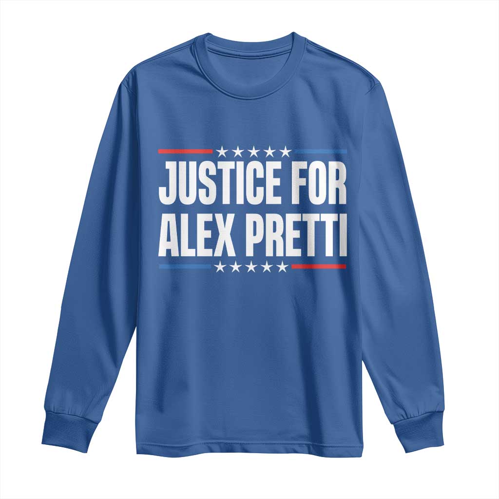 Justice for Alex Pretti Patriotic Long Sleeve Shirt Minneapolis Jan 24 2026 Memorial Tribute TS02 Royal Blue Print Your Wear
