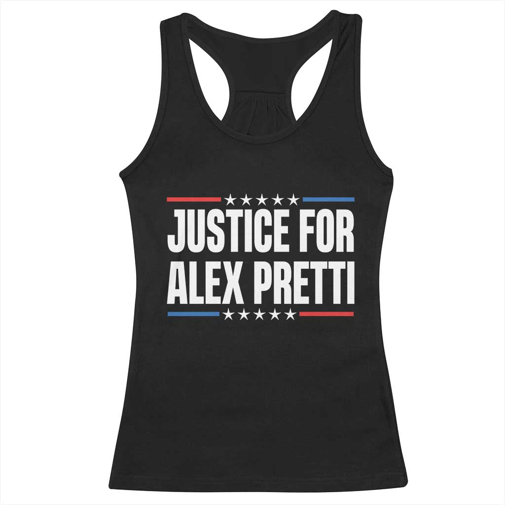 Justice for Alex Pretti Patriotic Racerback Tank Top Minneapolis Jan 24 2026 Memorial Tribute TS02 Black Print Your Wear