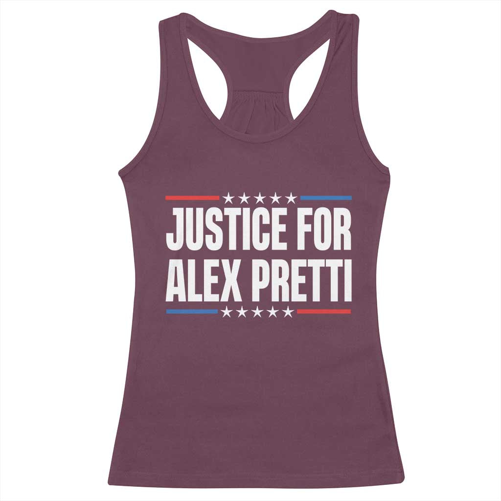 Justice for Alex Pretti Patriotic Racerback Tank Top Minneapolis Jan 24 2026 Memorial Tribute TS02 Maroon Print Your Wear
