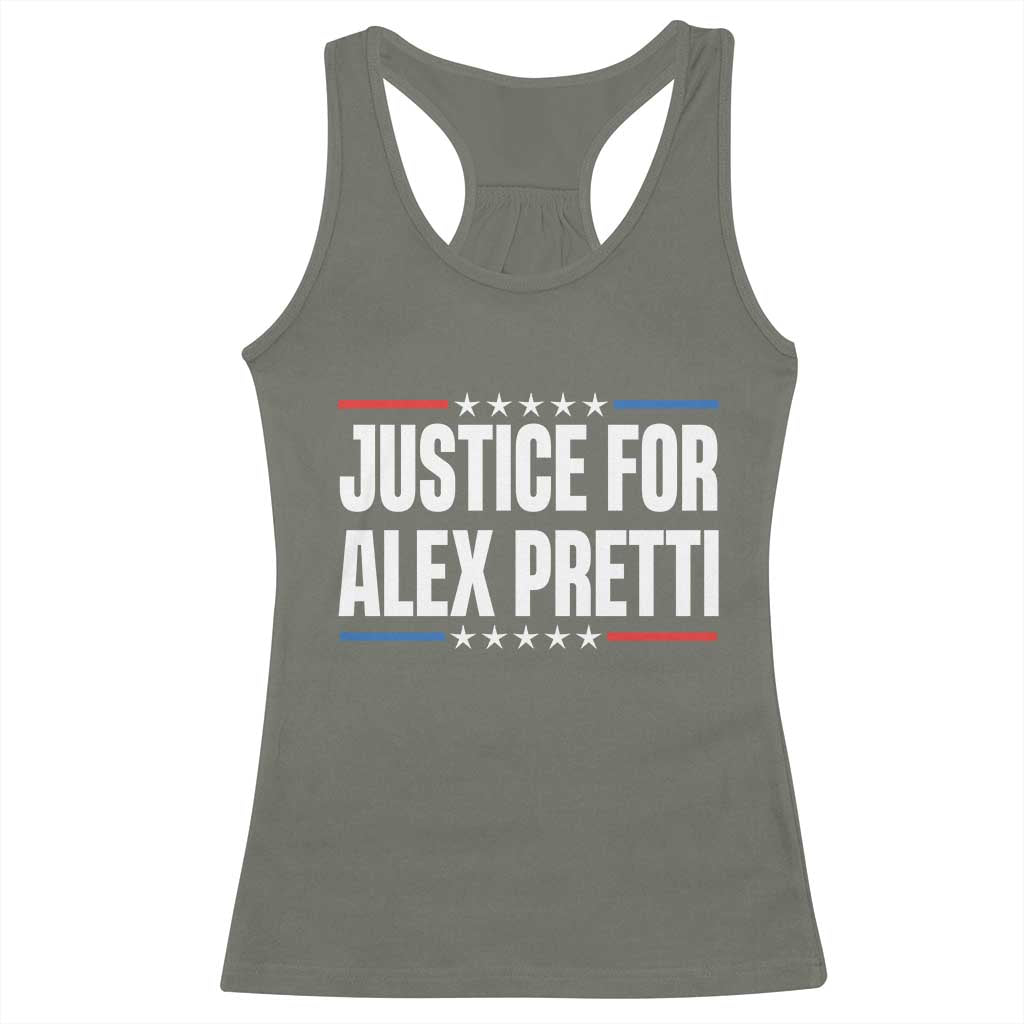 Justice for Alex Pretti Patriotic Racerback Tank Top Minneapolis Jan 24 2026 Memorial Tribute TS02 Military Green Print Your Wear
