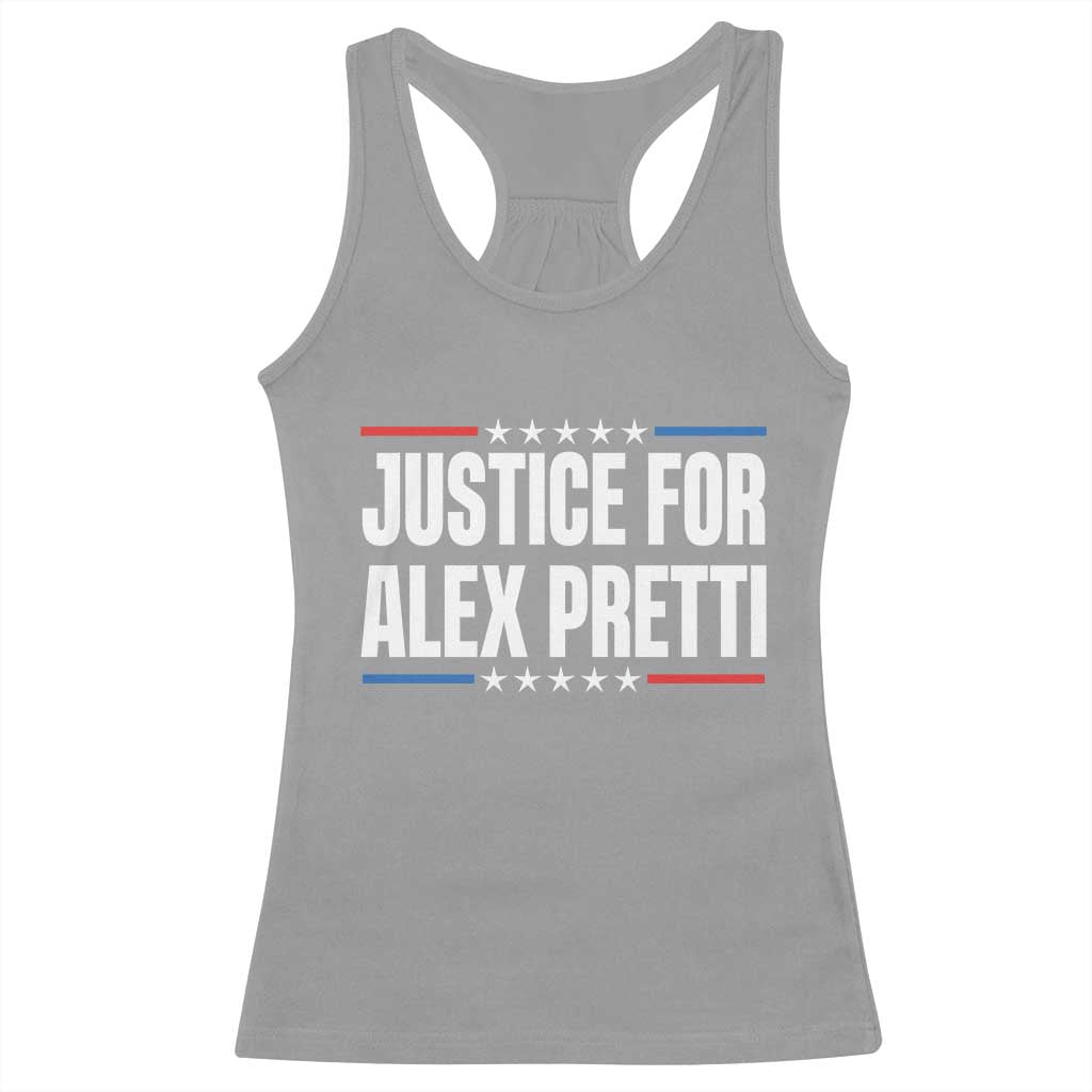 Justice for Alex Pretti Patriotic Racerback Tank Top Minneapolis Jan 24 2026 Memorial Tribute TS02 Sport Gray Print Your Wear