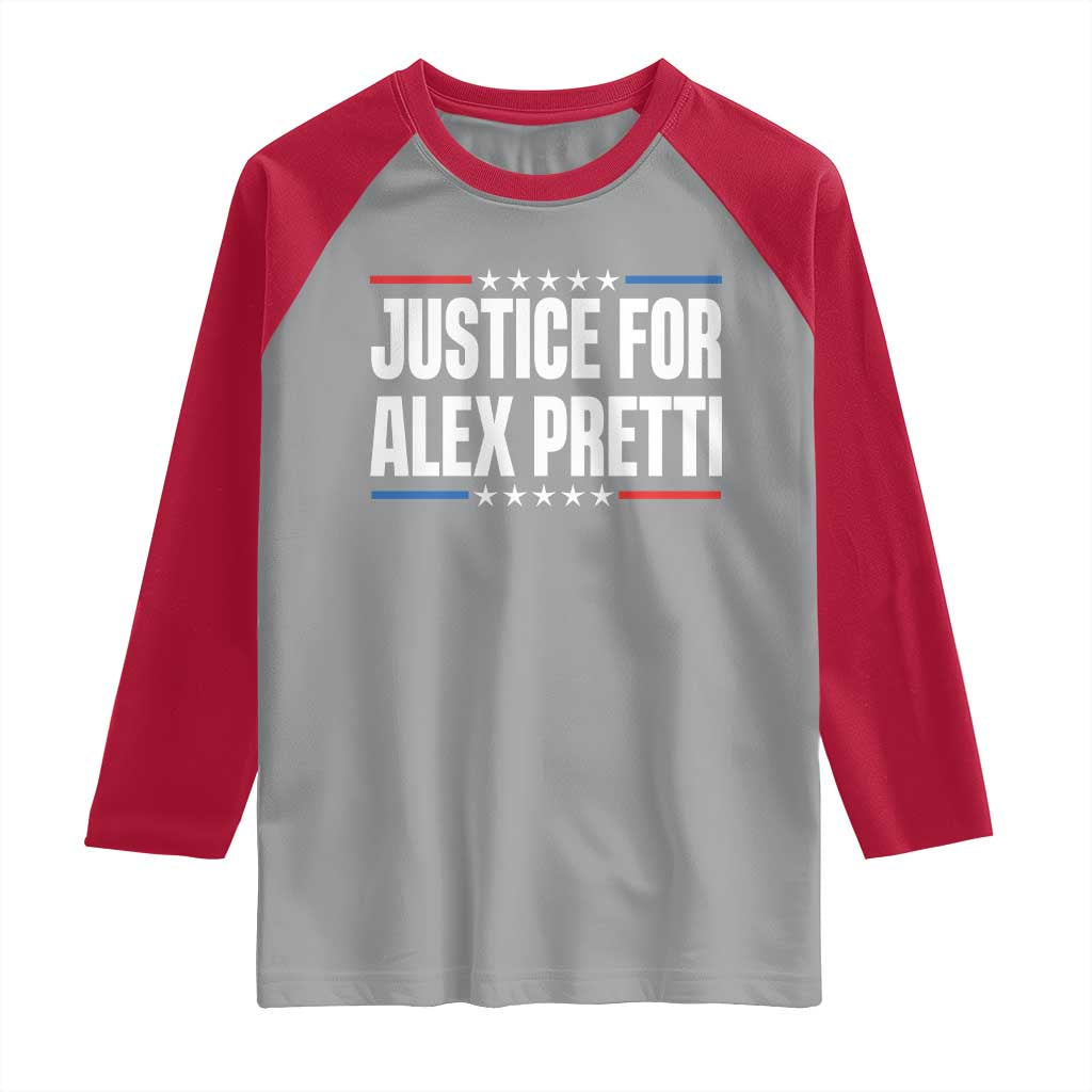 Justice for Alex Pretti Patriotic Raglan Shirt Minneapolis Jan 24 2026 Memorial Tribute TS02 Sport Gray Red Print Your Wear