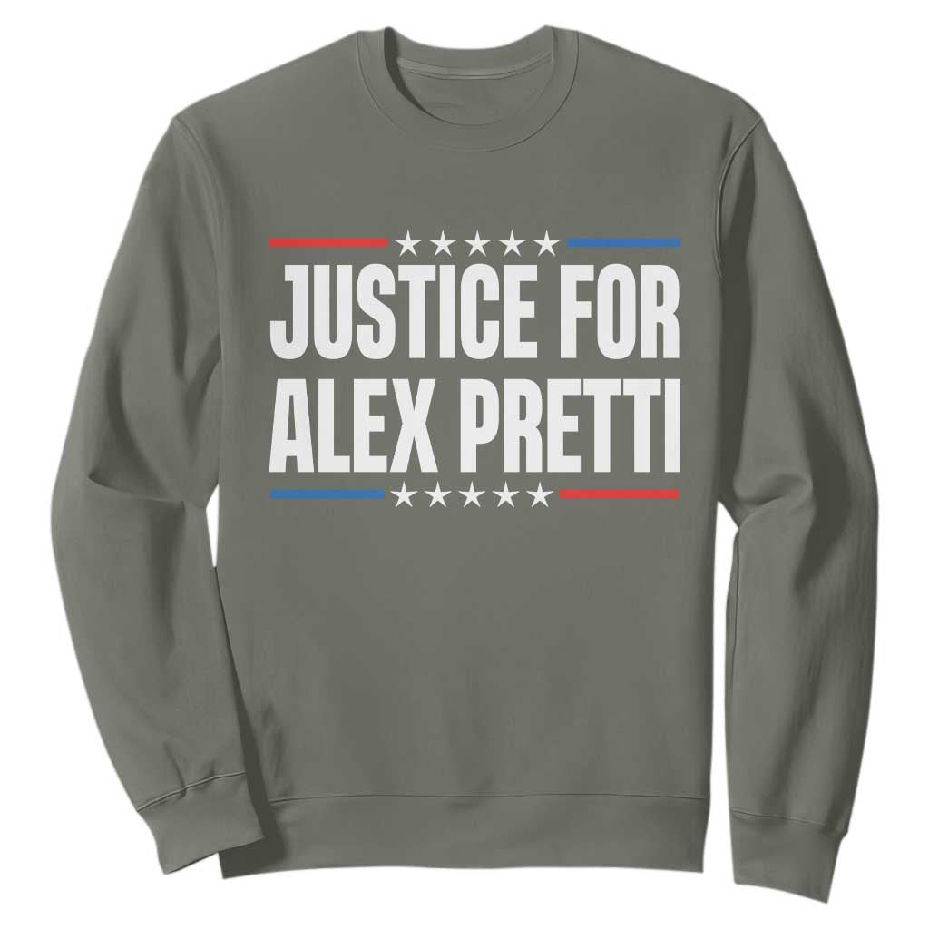 Justice for Alex Pretti Patriotic Sweatshirt Minneapolis Jan 24 2026 Memorial Tribute TS02 Military Green Print Your Wear