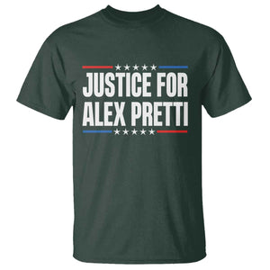 Justice for Alex Pretti Patriotic T Shirt Minneapolis Jan 24 2026 Memorial Tribute TS02 Dark Forest Green Print Your Wear