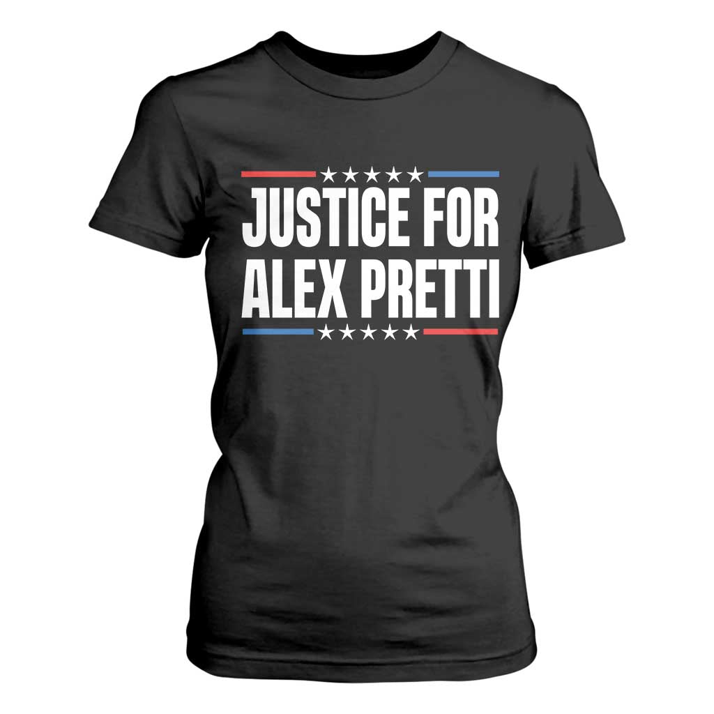Justice for Alex Pretti Patriotic T Shirt For Women Minneapolis Jan 24 2026 Memorial Tribute TS02 Black Print Your Wear