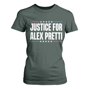 Justice for Alex Pretti Patriotic T Shirt For Women Minneapolis Jan 24 2026 Memorial Tribute TS02 Dark Forest Green Print Your Wear