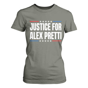 Justice for Alex Pretti Patriotic T Shirt For Women Minneapolis Jan 24 2026 Memorial Tribute TS02 Military Green Print Your Wear