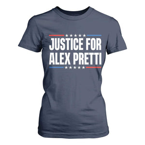 Justice for Alex Pretti Patriotic T Shirt For Women Minneapolis Jan 24 2026 Memorial Tribute TS02 Navy Print Your Wear