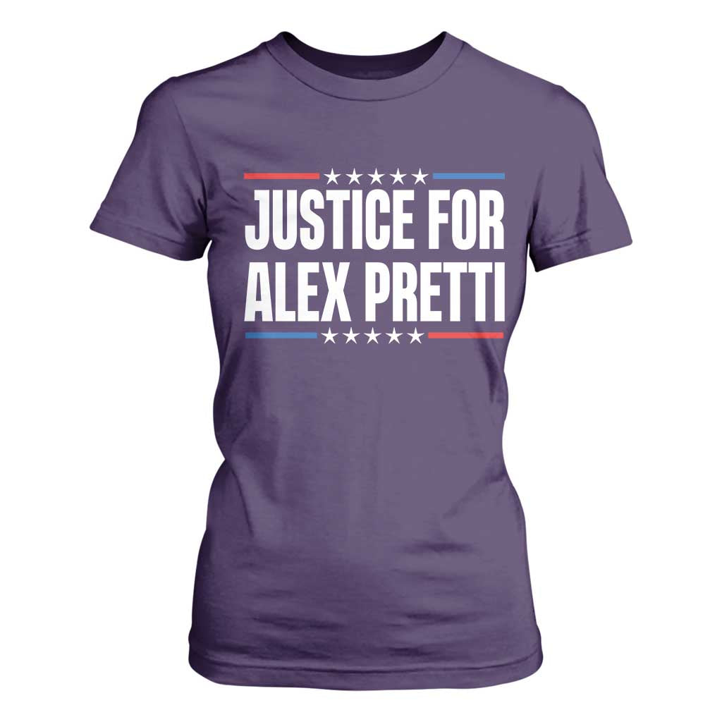 Justice for Alex Pretti Patriotic T Shirt For Women Minneapolis Jan 24 2026 Memorial Tribute TS02 Purple Print Your Wear