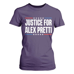 Justice for Alex Pretti Patriotic T Shirt For Women Minneapolis Jan 24 2026 Memorial Tribute TS02 Purple Print Your Wear