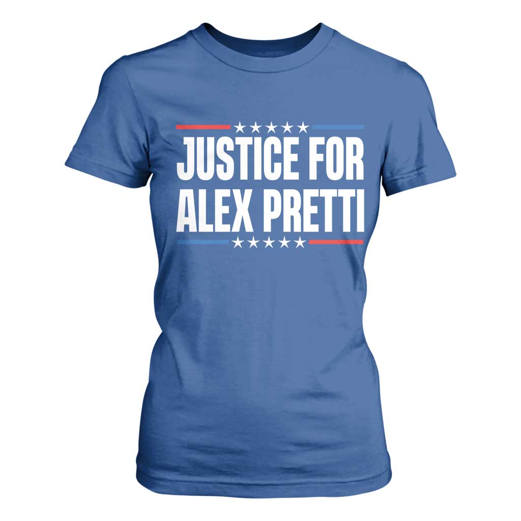 Justice for Alex Pretti Patriotic T Shirt For Women Minneapolis Jan 24 2026 Memorial Tribute TS02 Royal Blue Print Your Wear