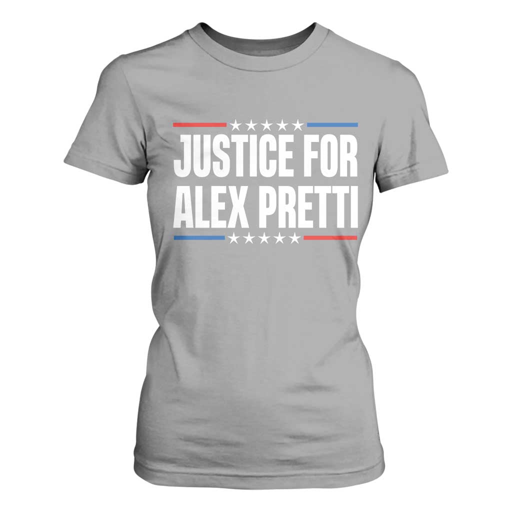 Justice for Alex Pretti Patriotic T Shirt For Women Minneapolis Jan 24 2026 Memorial Tribute TS02 Sport Gray Print Your Wear