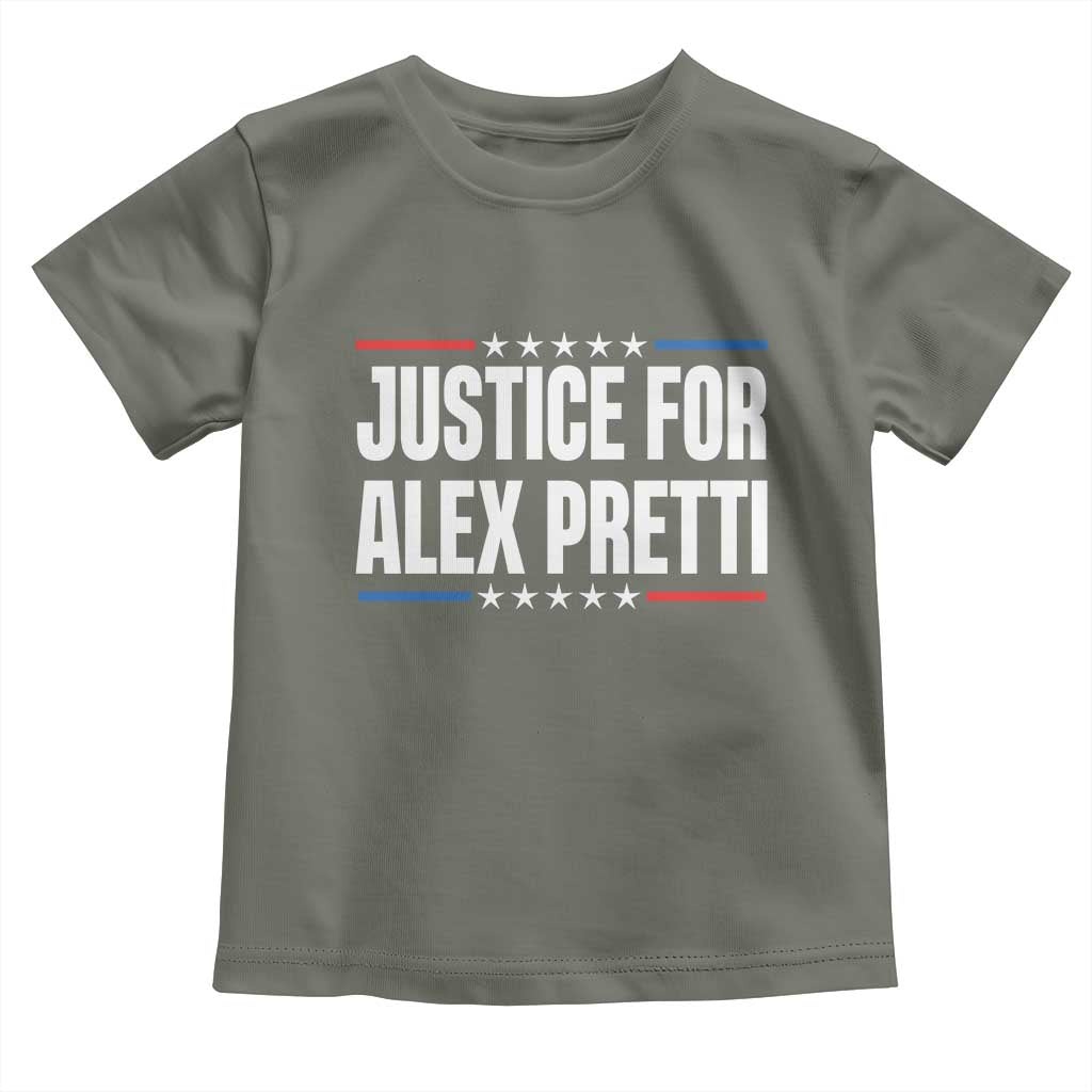 Justice for Alex Pretti Patriotic Toddler T Shirt Minneapolis Jan 24 2026 Memorial Tribute TS02 Military Green Print Your Wear