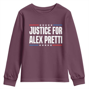 Justice for Alex Pretti Patriotic Youth Sweatshirt Minneapolis Jan 24 2026 Memorial Tribute TS02 Maroon Print Your Wear