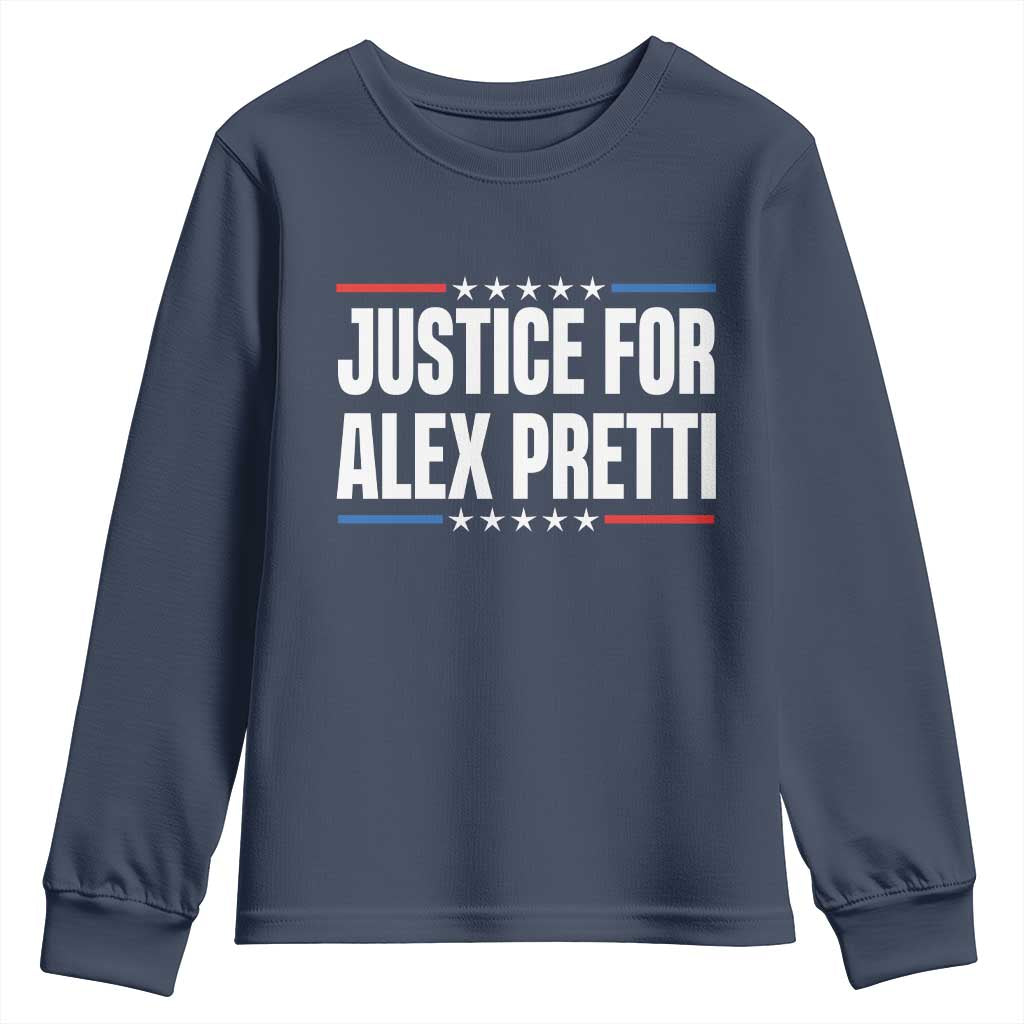 Justice for Alex Pretti Patriotic Youth Sweatshirt Minneapolis Jan 24 2026 Memorial Tribute TS02 Navy Print Your Wear