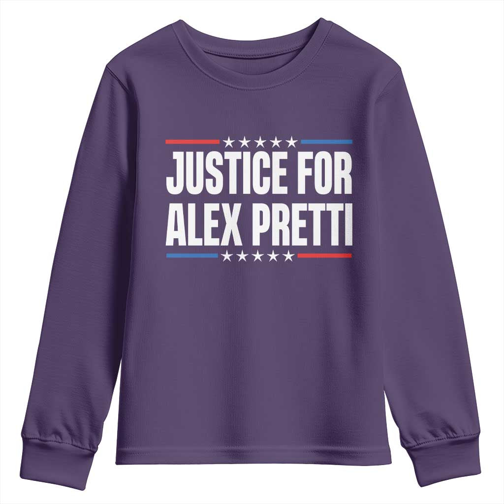 Justice for Alex Pretti Patriotic Youth Sweatshirt Minneapolis Jan 24 2026 Memorial Tribute TS02 Purple Print Your Wear