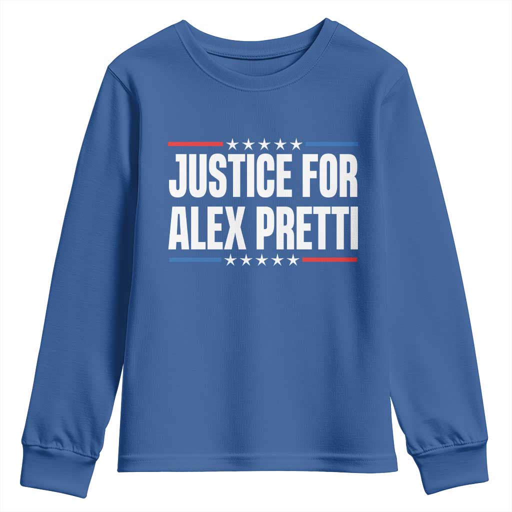 Justice for Alex Pretti Patriotic Youth Sweatshirt Minneapolis Jan 24 2026 Memorial Tribute TS02 Royal Blue Print Your Wear