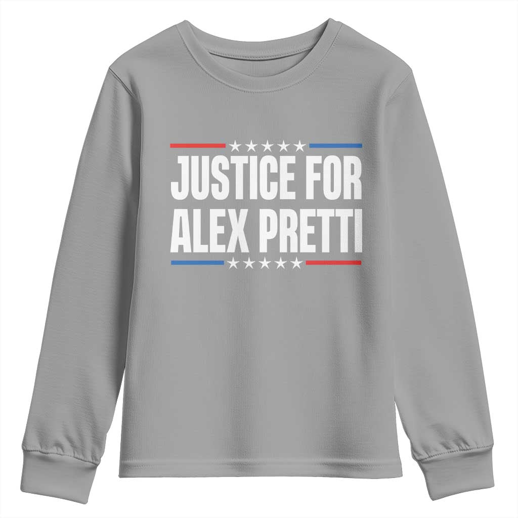 Justice for Alex Pretti Patriotic Youth Sweatshirt Minneapolis Jan 24 2026 Memorial Tribute TS02 Sport Gray Print Your Wear