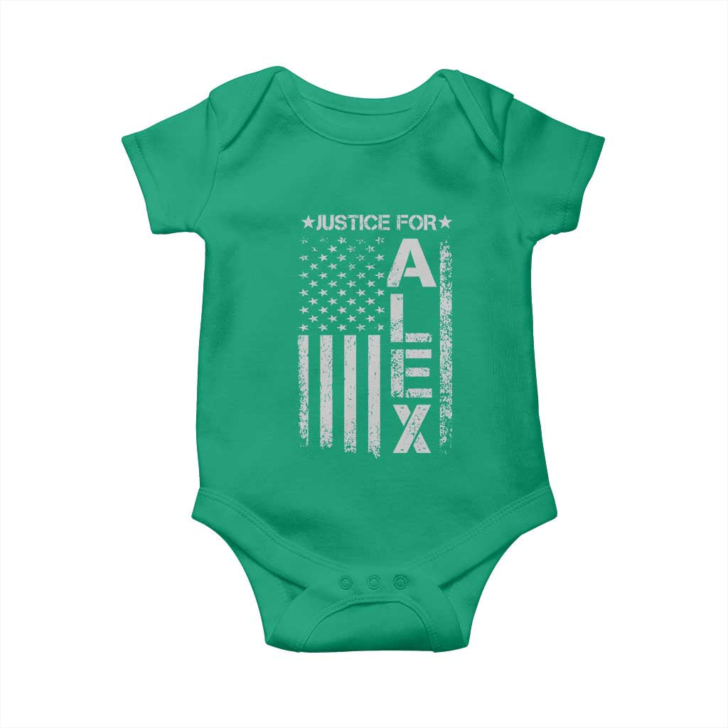 Justice for Alex Pretti American Flag Baby Onesie Minneapolis Jan 24 2026 Memorial Tribute TS02 Irish Green Print Your Wear