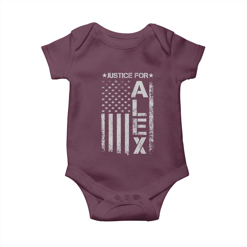 Justice for Alex Pretti American Flag Baby Onesie Minneapolis Jan 24 2026 Memorial Tribute TS02 Maroon Print Your Wear