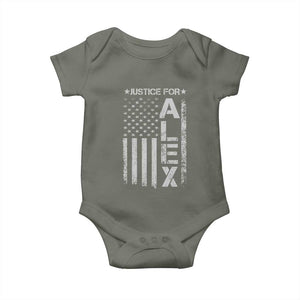 Justice for Alex Pretti American Flag Baby Onesie Minneapolis Jan 24 2026 Memorial Tribute TS02 Military Green Print Your Wear