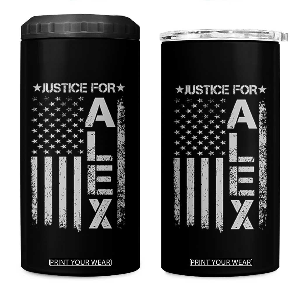 Justice for Alex Pretti American Flag 4 in 1 Can Cooler Tumbler Minneapolis Jan 24 2026 Memorial Tribute TS02 One Size: 16 oz Black Print Your Wear