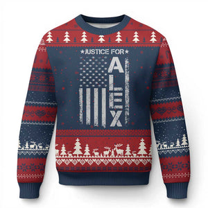 Justice for Alex Pretti American Flag Ugly Christmas Sweater Minneapolis Jan 24 2026 Memorial Tribute TS02 Navy Red Print Your Wear