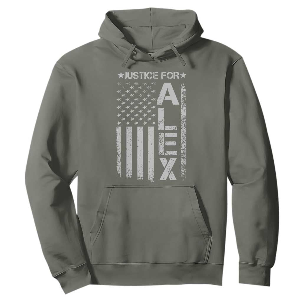 Justice for Alex Pretti American Flag Hoodie Minneapolis Jan 24 2026 Memorial Tribute TS02 Military Green Print Your Wear