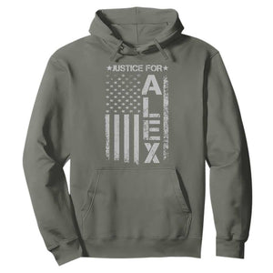 Justice for Alex Pretti American Flag Hoodie Minneapolis Jan 24 2026 Memorial Tribute TS02 Military Green Print Your Wear