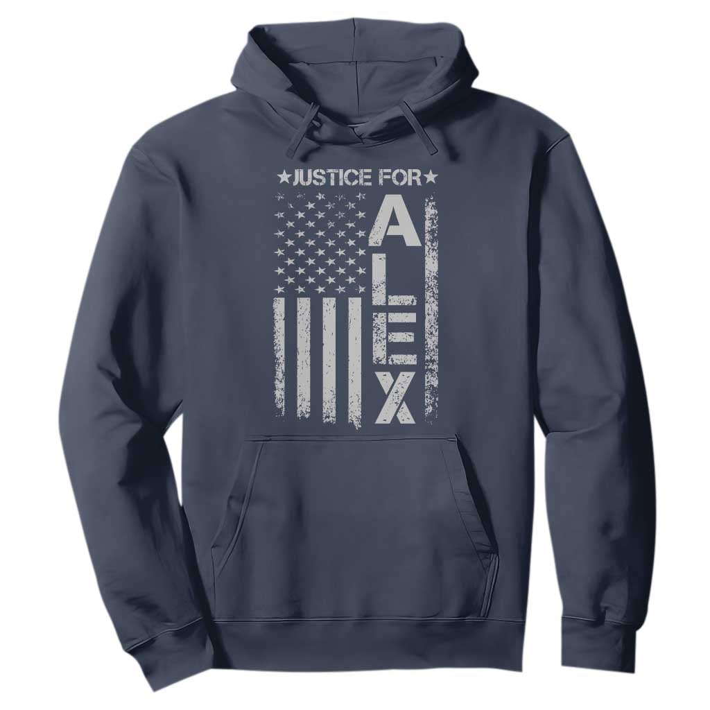 Justice for Alex Pretti American Flag Hoodie Minneapolis Jan 24 2026 Memorial Tribute TS02 Navy Print Your Wear