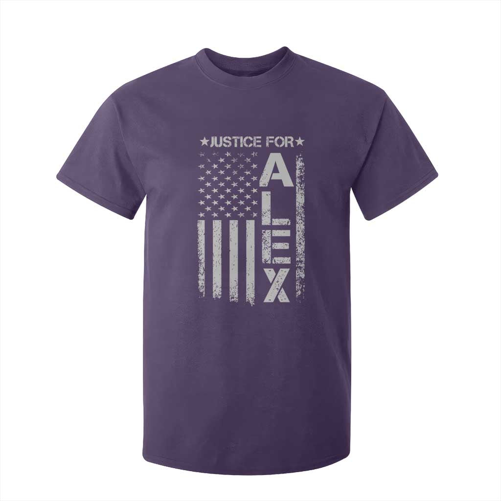 Justice for Alex Pretti American Flag T Shirt For Kid Minneapolis Jan 24 2026 Memorial Tribute TS02 Purple Print Your Wear