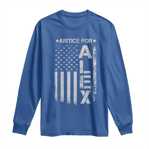 Justice for Alex Pretti American Flag Long Sleeve Shirt Minneapolis Jan 24 2026 Memorial Tribute TS02 Royal Blue Print Your Wear