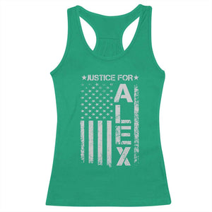Justice for Alex Pretti American Flag Racerback Tank Top Minneapolis Jan 24 2026 Memorial Tribute TS02 Irish Green Print Your Wear