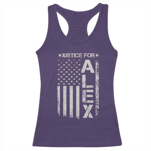 Justice for Alex Pretti American Flag Racerback Tank Top Minneapolis Jan 24 2026 Memorial Tribute TS02 Purple Print Your Wear