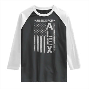 Justice for Alex Pretti American Flag Raglan Shirt Minneapolis Jan 24 2026 Memorial Tribute TS02 Black White Print Your Wear