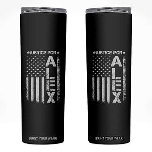 Justice for Alex Pretti American Flag Skinny Tumbler Minneapolis Jan 24 2026 Memorial Tribute TS02 Black Print Your Wear