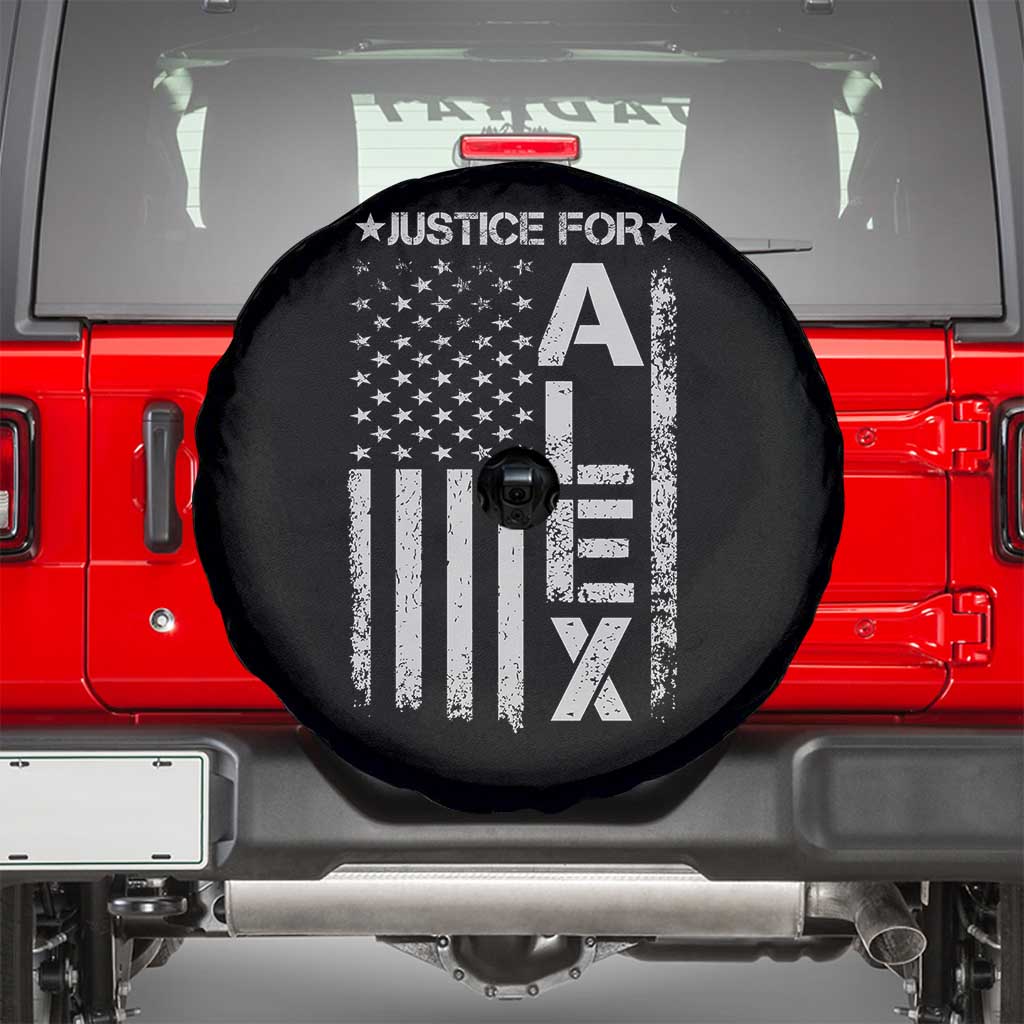 Justice for Alex Pretti American Flag Spare Tire Cover Minneapolis Jan 24 2026 Memorial Tribute TS02 Black Print Your Wear