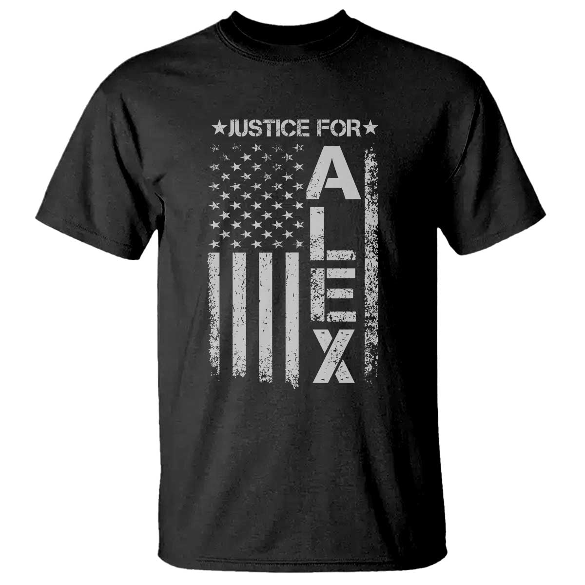 Justice for Alex Pretti American Flag T Shirt Minneapolis Jan 24 2026 Memorial Tribute TS02 Black Print Your Wear