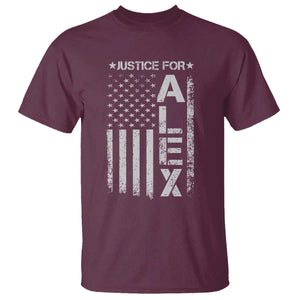Justice for Alex Pretti American Flag T Shirt Minneapolis Jan 24 2026 Memorial Tribute TS02 Maroon Print Your Wear