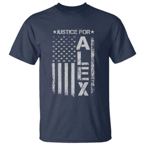 Justice for Alex Pretti American Flag T Shirt Minneapolis Jan 24 2026 Memorial Tribute TS02 Navy Print Your Wear
