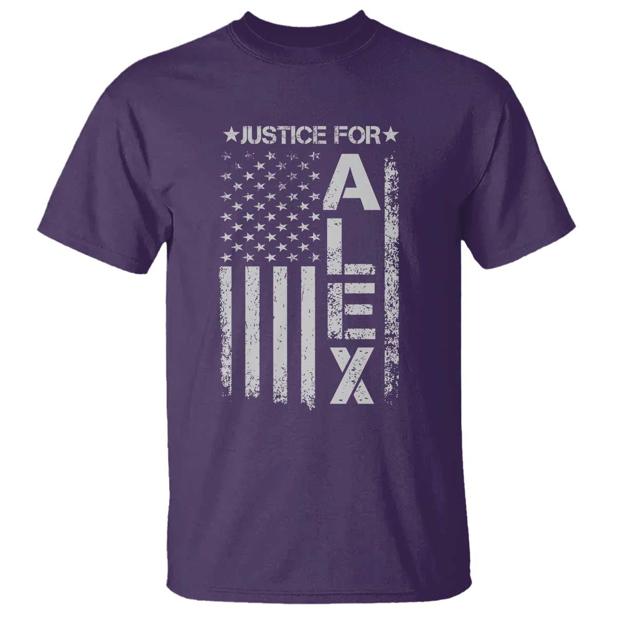 Justice for Alex Pretti American Flag T Shirt Minneapolis Jan 24 2026 Memorial Tribute TS02 Purple Print Your Wear