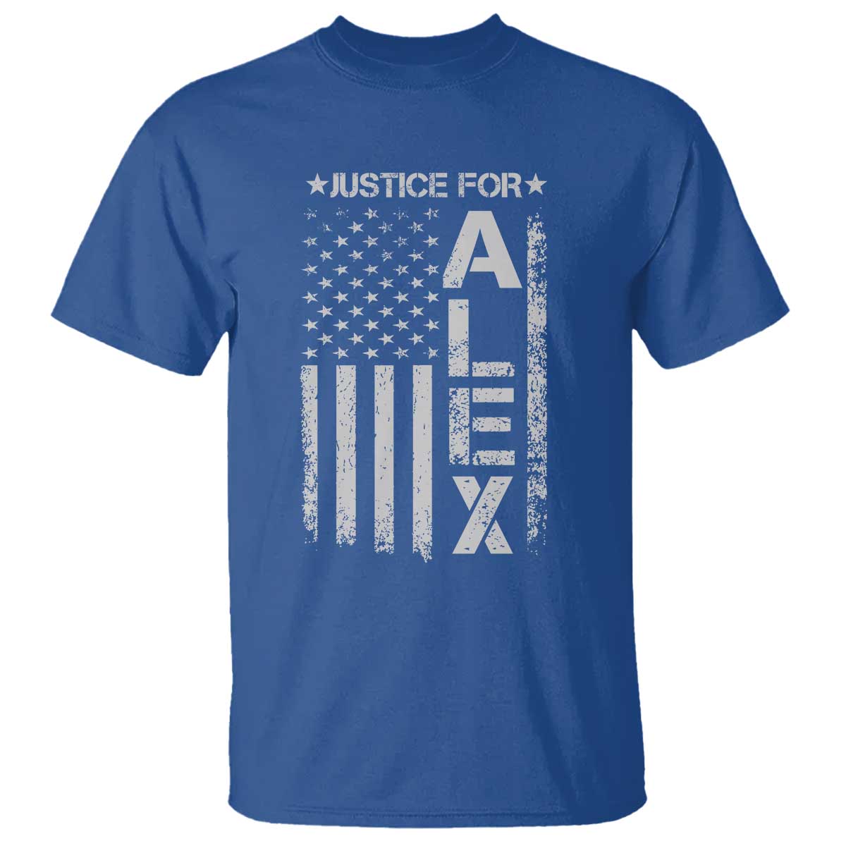 Justice for Alex Pretti American Flag T Shirt Minneapolis Jan 24 2026 Memorial Tribute TS02 Royal Blue Print Your Wear