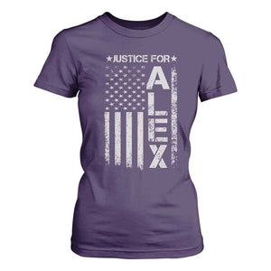 Justice for Alex Pretti American Flag T Shirt For Women Minneapolis Jan 24 2026 Memorial Tribute TS02 Purple Print Your Wear