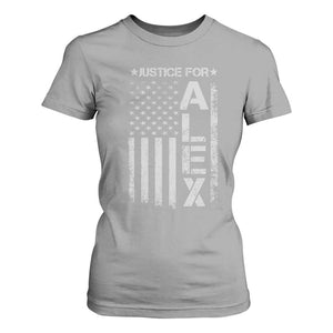 Justice for Alex Pretti American Flag T Shirt For Women Minneapolis Jan 24 2026 Memorial Tribute TS02 Sport Gray Print Your Wear
